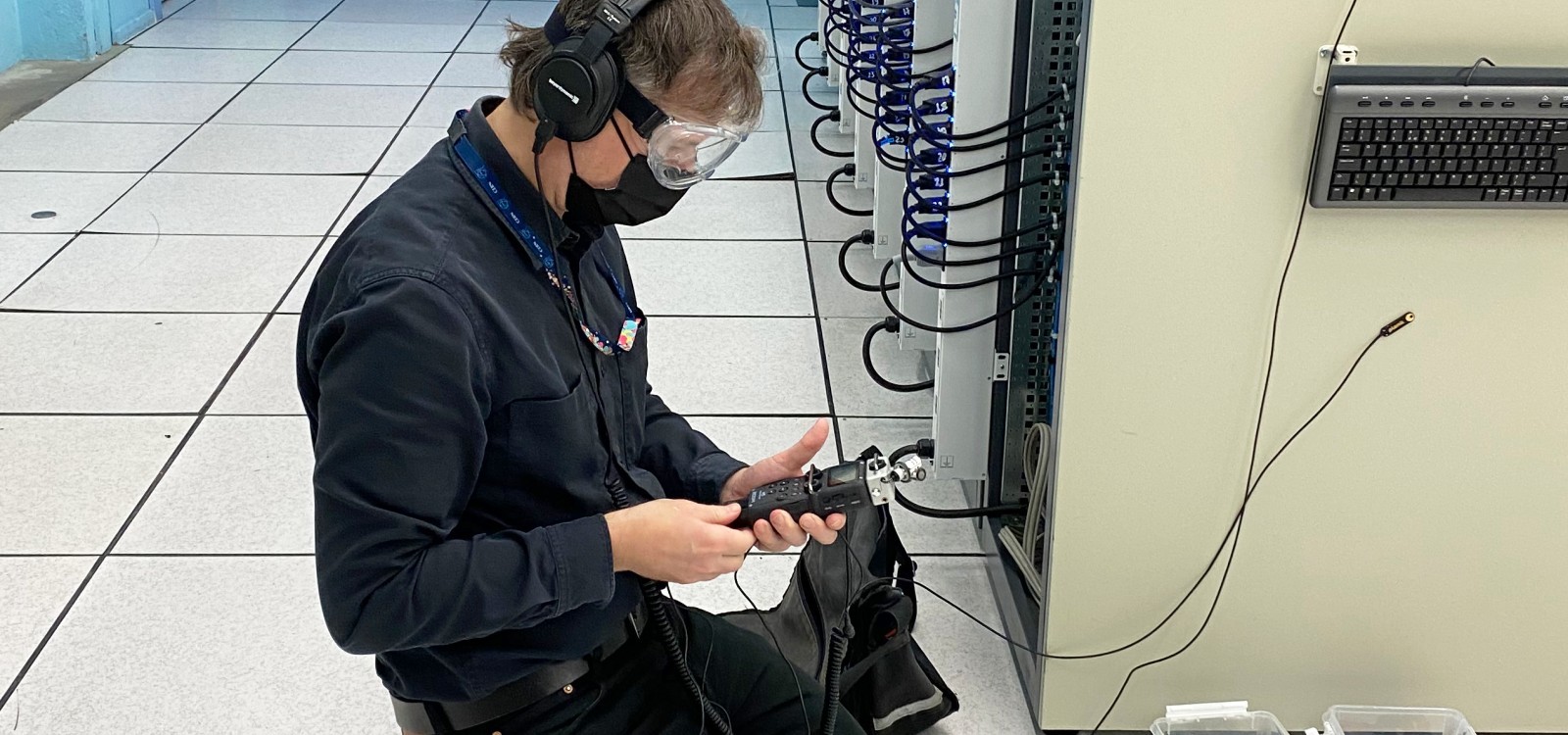 Erich Berger doing sound recording at CERN's Data Centre