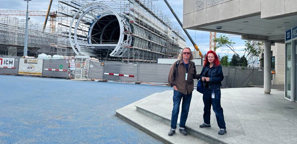 Artist Suzanne Treister and Richard Grayson at CERN's Main Building